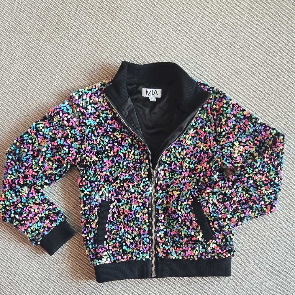 MIA Rainbow Sequin Zip Jacket